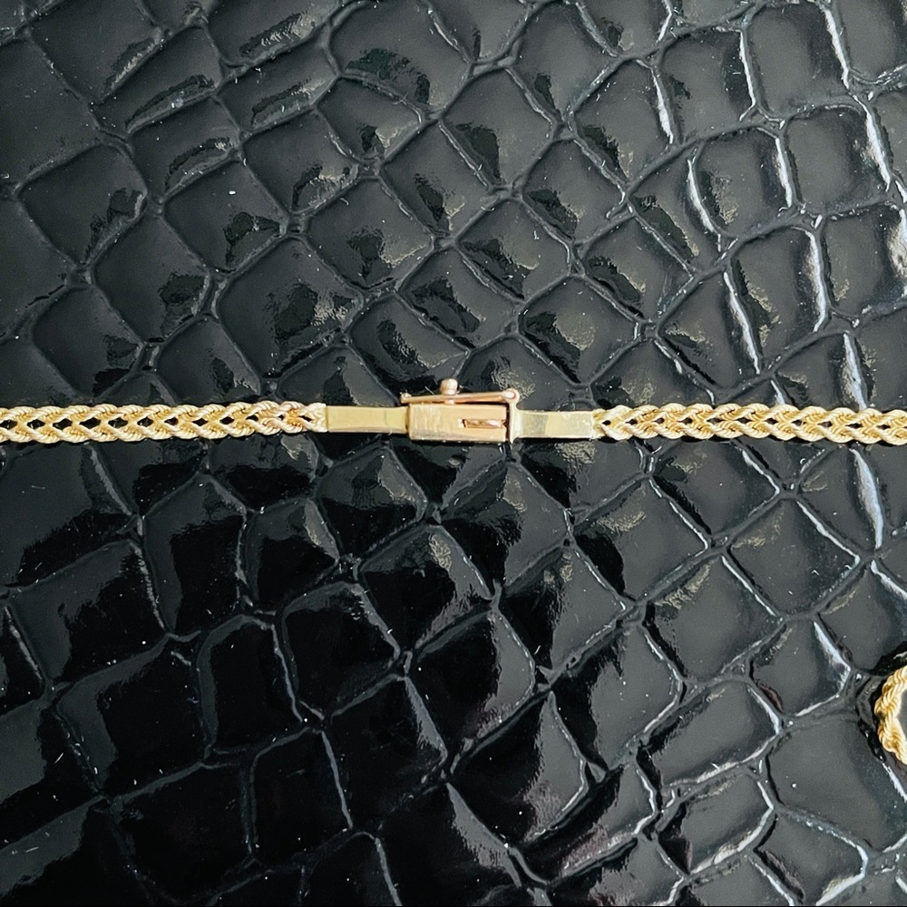 ESTATE 14K GOLD RUBY NECKLACE W/ DIAMONDS DOUBLE ROPE CHAIN - Picture 7 of 11
